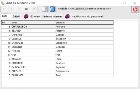 Evolution de l'application Personnel