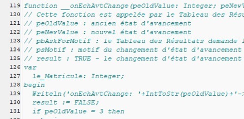 Tableau des résultats : Appel du script lors du changement d'état d'un échantillon