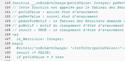 Tableau des résultats : Appel du script lors du changement d'état d'un échantillon